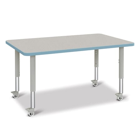 Jonti-Craft Berries Rectangle Activity Table, 30 in. x 48 in., Mobile, Freckled Gray/Coastal Blue/Gray 6473JCM131